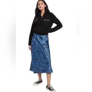Rebecca Minkoff Zebra Print Midi Satin Skirt Size 4